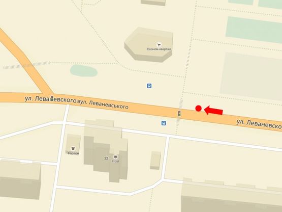 Схема рекламной плоскости по адресу Леваневского ул., возле остановки, Дома культуры "Росава", рынка