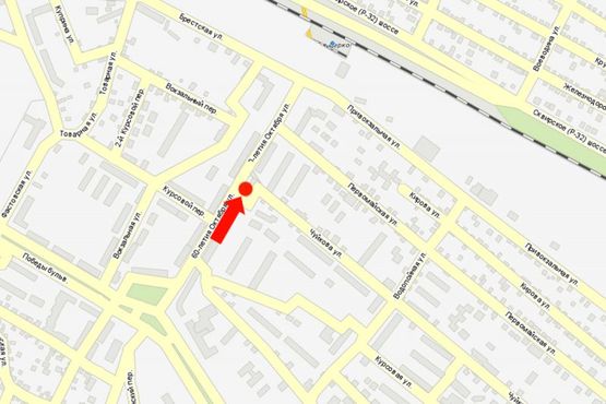 Схема рекламної площини за адресою Гончара О. ул., 10, возле "Компьютерного клуба"