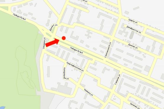 Схема рекламной плоскости по адресу Победы бул., возле гостиницы "Рось"