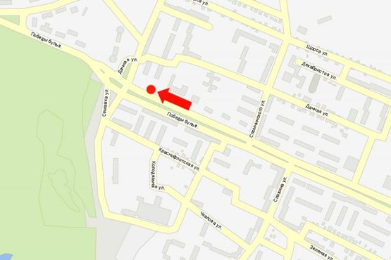 Схема рекламной плоскости по адресу Победы бул., возле гостиницы "Рось"