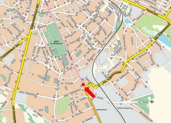 Схема рекламной плоскости по адресу Главная ул., 126, напротив Укрэксимбанка, в центр