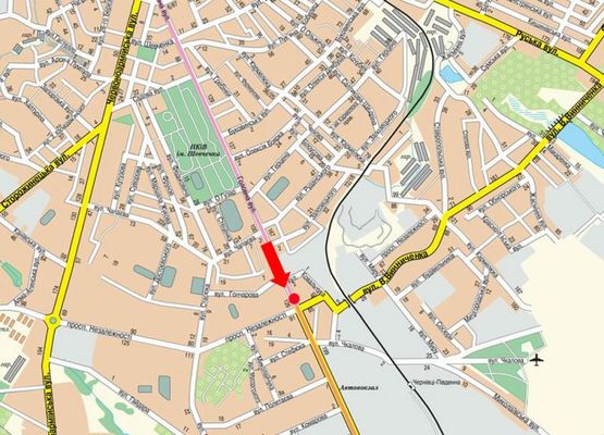 Схема рекламной плоскости по адресу Главная ул., 126, напротив Укрэксимбанка, из центра