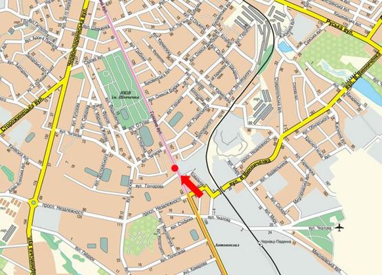 Схема рекламной плоскости по адресу Главная ул., 120, напротив магазина "Захид", в центр