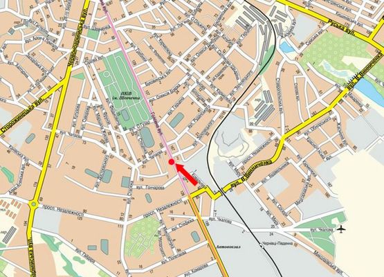 Схема рекламной плоскости по адресу Главная ул., 108, возле магазина "Ассоль", в центр