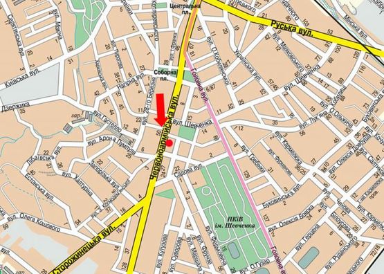 Схема рекламной плоскости по адресу Героев Майдана ул. (бывш. Красноармейская ул.), 23, возле аптеки "Садко"