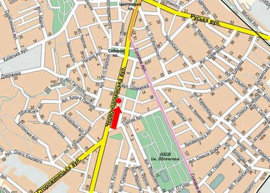 Схема рекламной плоскости по адресу Героев Майдана ул. (бывш. Красноармейская ул.), 23, возле аптеки "Садко"