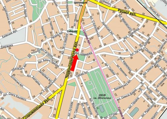 Схема рекламной плоскости по адресу Героев Майдана ул. (бывш. Красноармейская ул.) / Загулы ул., возле Центрального рынка