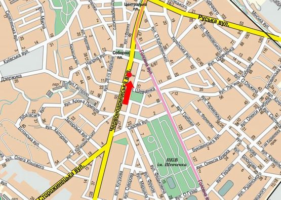 Схема рекламной плоскости по адресу Героев Майдана ул. (бывш. Красноармейская ул.), 3 / Ончула ул.