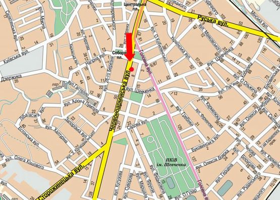 Схема рекламной плоскости по адресу Героев Майдана ул. (бывш. Красноармейская ул.), 3, возле центра современного искусства "Бункер"