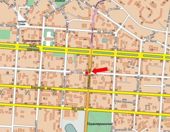 Схема рекламної площини за адресою Гоголя ул. / Смелянская ул., со стороны Центрального рынка