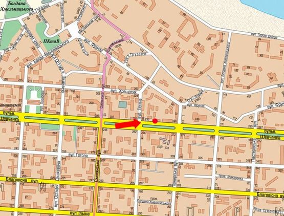 Схема рекламной плоскости по адресу Шевченко бул. / Небесной Сотни ул. (бывш. Ленина ул.), возле магазина  "АТБ", Укрсиббанка