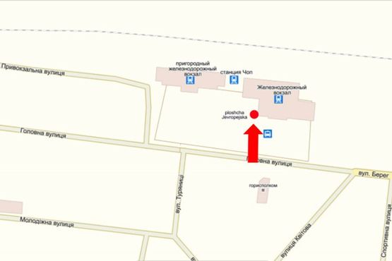 Схема рекламної площини за адресою Привокзальная пл., возле "Международного" вокзала
