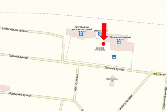 Схема рекламної площини за адресою Привокзальная пл., возле "Международного" вокзала