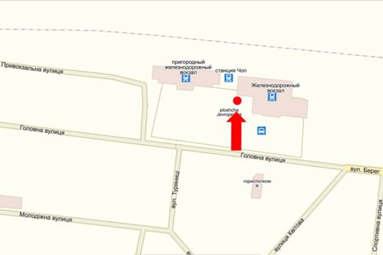 Схема рекламної площини за адресою Привокзальная пл., возле "Международного" вокзала