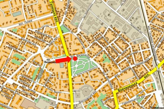 Схема рекламної площини за адресою Василианок ул. / Галицкая ул.