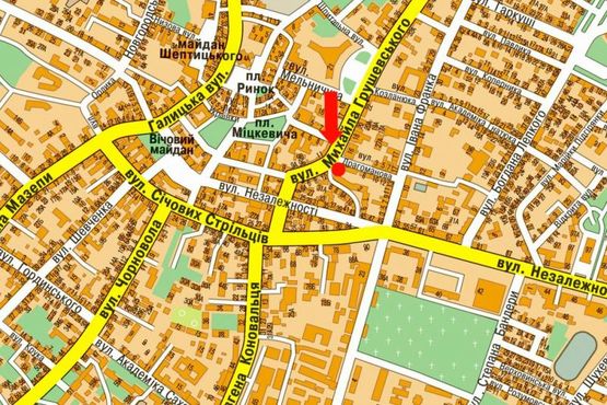 Схема рекламної площини за адресою Грушевского ул., возле автосалона "Renault"