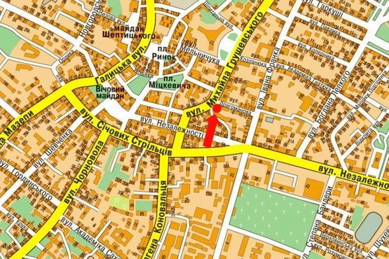 Схема рекламной плоскости по адресу Грушевского ул., возле автосалона "Renault"