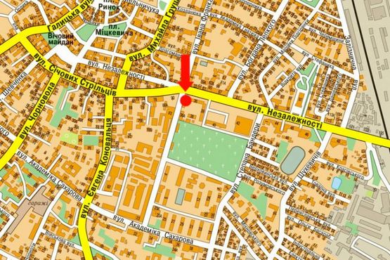 Схема рекламної площини за адресою Мельника ул. / Независимости ул.