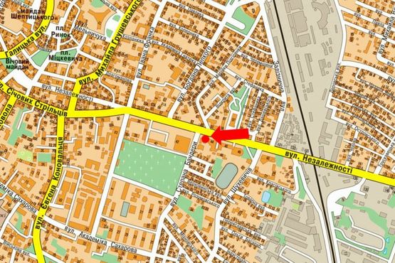 Схема рекламної площини за адресою Независимости ул., 89, напротив Педагогического института