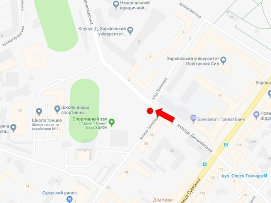 Схема рекламної площини за адресою Динамовская ул. - ул. Тринклера, в сторону ул. Новгородской