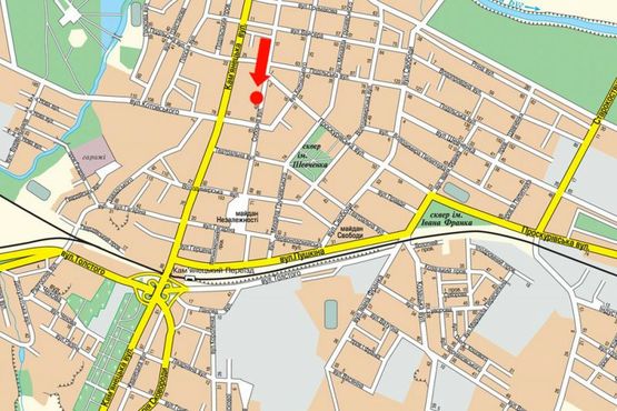 Схема рекламной плоскости по адресу Соборная ул., 42, возле магазина "Киевстар", турфирмы "Сам"