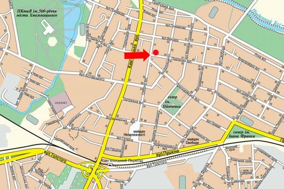 Схема рекламной плоскости по адресу Подольская ул., 41 / ул. Соборная, возле магазина "Сотовик"