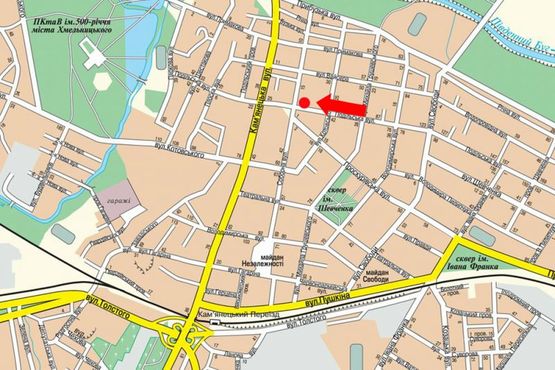 Схема рекламної площини за адресою Подольская ул., 41 / ул. Соборная, возле магазина "Сотовик"