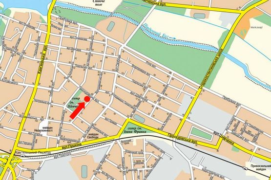 Схема рекламной плоскости по адресу Владимирская ул. / ул. Проскуровская, 44, напротив гостиницы "Октябрьская"