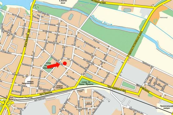 Схема рекламной плоскости по адресу Проскуровская ул., 49, возле кофейни "Латина"