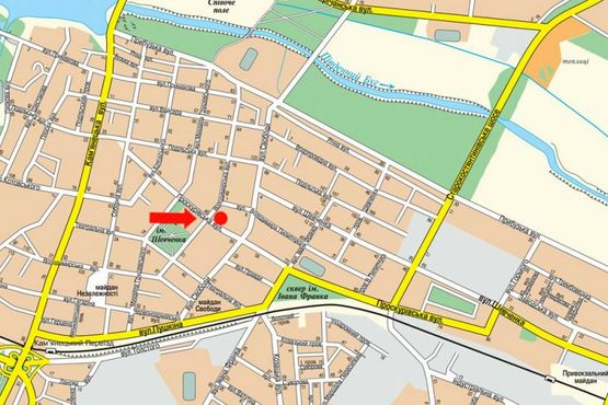 Схема рекламной плоскости по адресу Проскуровская ул., 47 / ул. Владимирская, возле Художественного музея