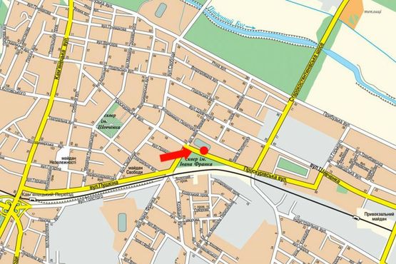 Схема рекламной плоскости по адресу Проскуровская ул., 83, возле Торгового центра