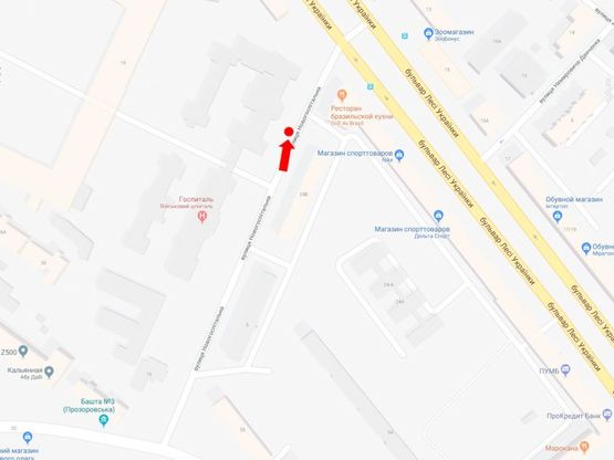 Схема рекламной плоскости по адресу Новогоспитальная ул. (бывш. Щорса пер.), 24б, в сторону бул. Украинки