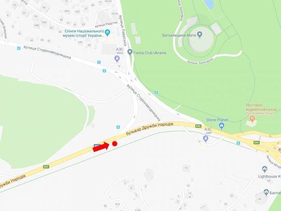 Схема рекламной плоскости по адресу Дружбы Народов бул., 50м. до пл. ГВОВ, на светофоре, в сторону моста Патона