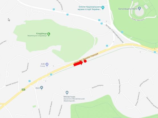 Схема рекламної площини за адресою Дружбы Народов бул., 150м. до пл. ГВОВ, в сторону моста Патона