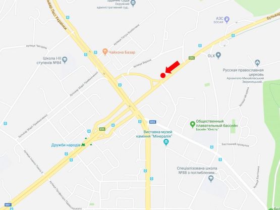 Схема рекламной плоскости по адресу Дружбы Народов бул. / ул. Кургановская, в сторону ст. м. «Дружбы Народов»