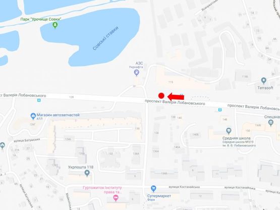 Схема рекламной плоскости по адресу Лобановского пр. (бывш. Краснозвездный пр.), 115, возле АЗС "Укрнафта", в сторону Севастопольская пл.