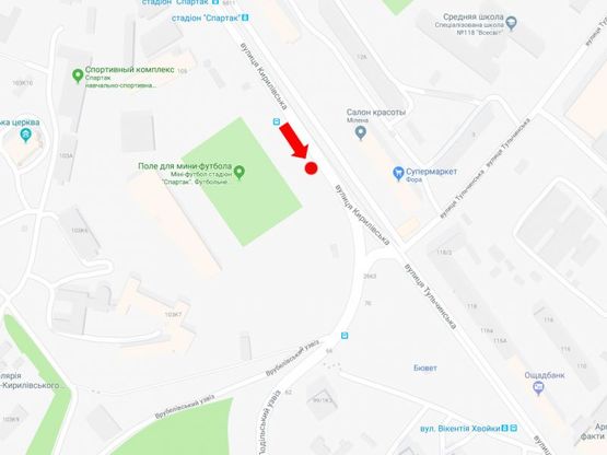 Схема рекламної площини за адресою Кирилловская ул. (бывш. Фрунзе ул.) / Подольский спуск, на светофоре, в центр