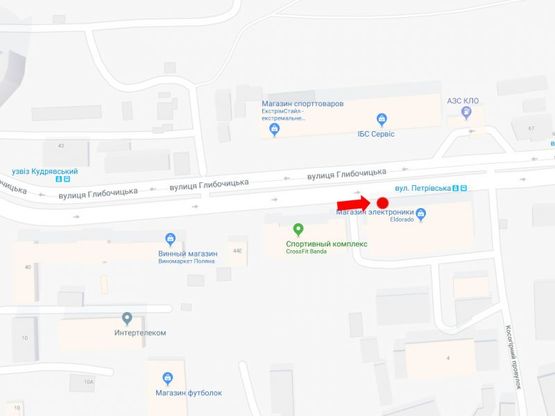 Схема рекламної площини за адресою Глубочицкая ул., 44, возле магазина "Flagman", супермаркета "Эльдорадо", в сторону Подола