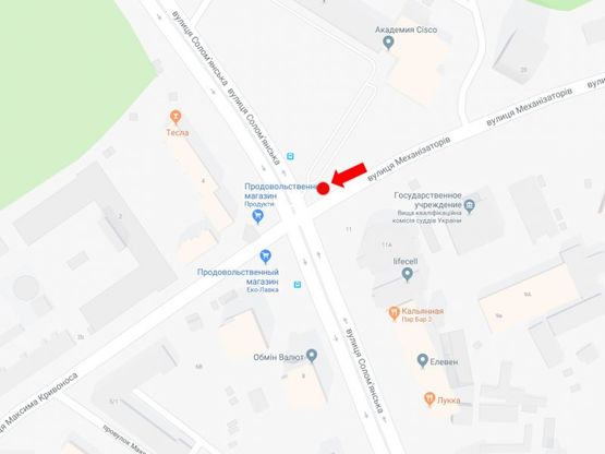 Схема рекламной плоскости по адресу Механизаторов ул. / ул. Соломенская, на светофоре, в сторону ул. Соломенской