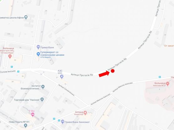 Схема рекламної площини за адресою Протасов Яр ул., 350 м. от ул. Соломенской, в сторону ул. Федорова 