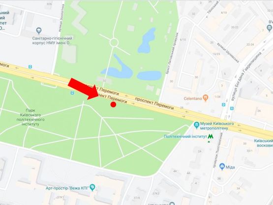 Схема рекламной плоскости по адресу Победы пр., напротив 32, в сторону ст. м. «Политехнический институт», центра