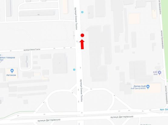 Схема рекламной плоскости по адресу Телиги ул., 2 - ул. Гонты, на светофоре, в сторону ст. м. "Почайна"