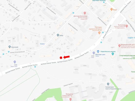 Схема рекламной плоскости по адресу Телиги ул., 500 м. от моста над ул. Кирилловской (бывш. ул. Фрунзе), в сторону ст. м. "Шулявская"