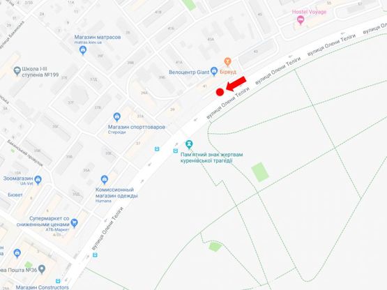 Схема рекламной плоскости по адресу Телиги ул., 41, в сторону ст. м. "Шулявская"