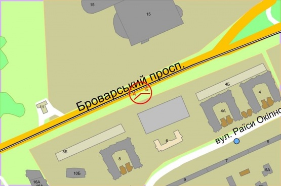 Схема рекламной плоскости по адресу Броварской проспект (напротив выстав.центра)