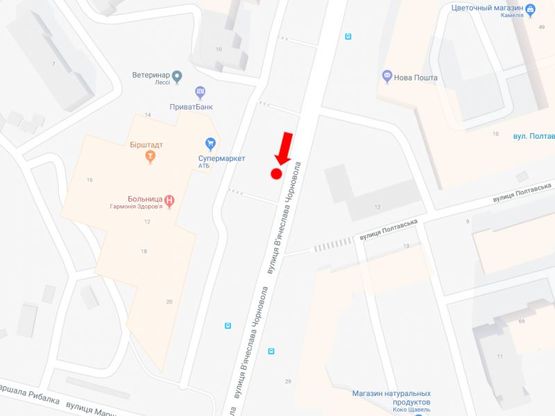 Схема рекламної площини за адресою Черновола ул., 12, в сторону пр. Победы