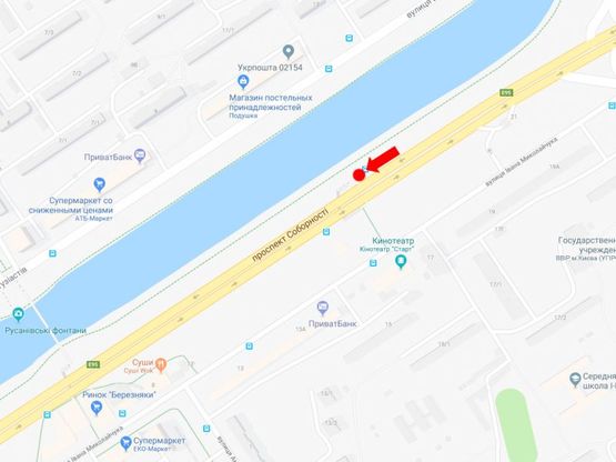 Схема рекламної площини за адресою Соборности пр. (бывш. Воссоединения пр.), напротив McDonald's, в сторону моста Патона