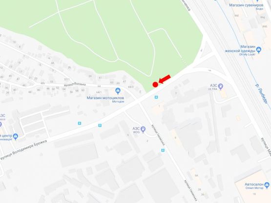 Схема рекламной плоскости по адресу Брожко ул. (бывш. Кировоградская ул.) / ул. Изюмская, на светофоре, в сторону ул. Лобановского пр. (бывш. Краснозвездный пр.)