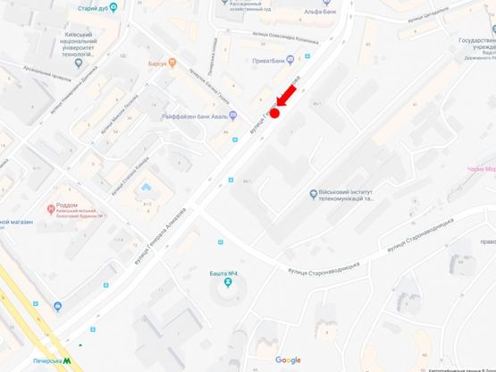 Схема рекламной плоскости по адресу Алмазова ул. (бывш. Кутузова ул.), 1, на разделителе, в сторону пл. Л. Украинки