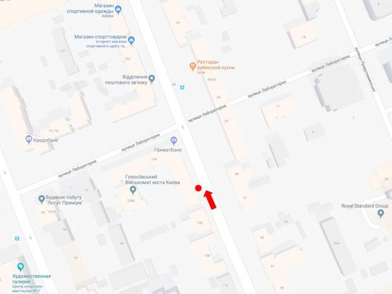 Схема рекламної площини за адресою Б. Васильковская ул. (бывш. Красноармейская ул.), 104, в сторону ул. Крещатик